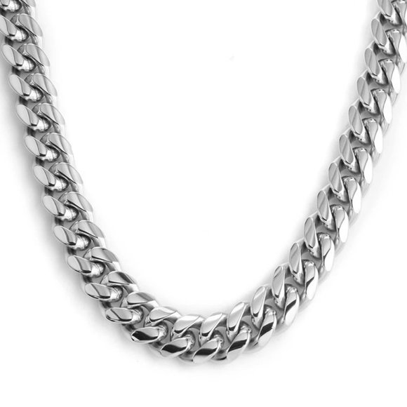 Men's Silver Curb Chain Cuban Link Necklace Gold Curb Chain Mens Choker Chain - Picture 4 of 7